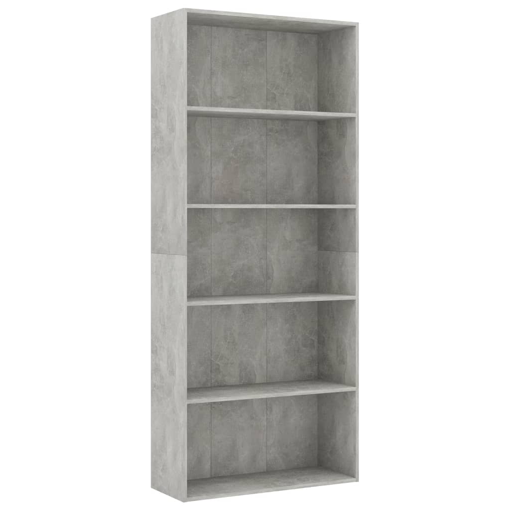 

vidaXL 5-Tier Book Cabinet Concrete Gray 31.5"x11.8"x74.4" Engineered Wood