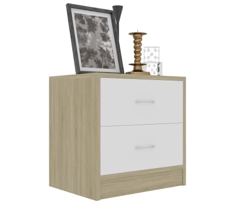 vidaXL Nattbord hvit og sonoma eik 40x30x40 cm konstruert tre