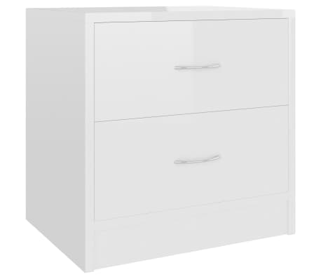 vidaXL Κομοδίνα 2 τεμ. Γυαλιστερό Λευκό 40x30x40 εκ. από Επεξ. Ξύλο