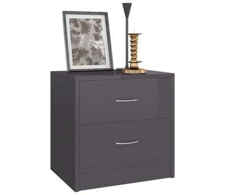 vidaXL Bedside Cabinet High Gloss Grey 40x30x40 cm Engineered Wood