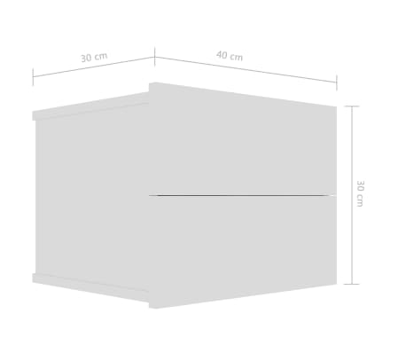 BNT Flamingo Comodini 2 pz Bianco Lucido 40x30x40 cm in Truciolato