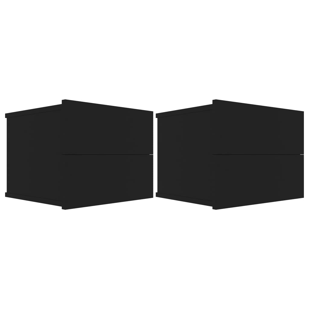 2 db fekete forgácslap éjjeliszekrény 40 x 30 x 30 cm 