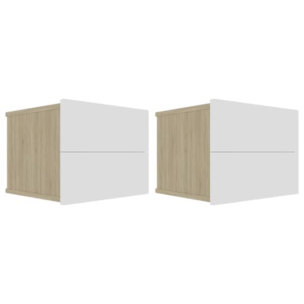 vidaXL &ouml;&ouml;kapid 2 tk, valge ja Sonoma tamm 40x30x30 cm puitlaastplaat
