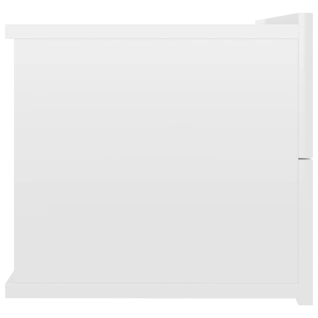 2 db magasfényű fehér forgácslap éjjeliszekrény 40 x 30 x 30 cm 