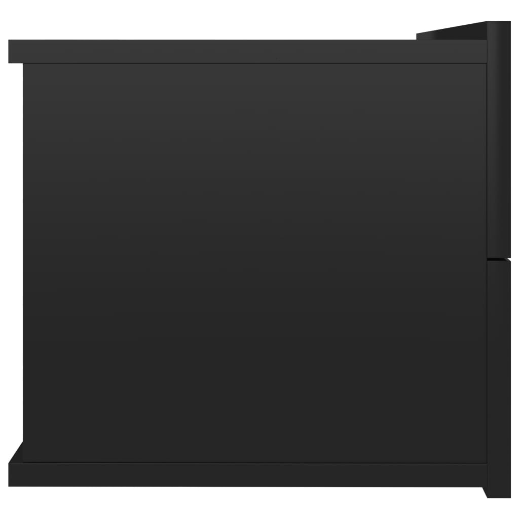 Magasfényű fekete forgácslap éjjeliszekrény 40 x 30 x 30 cm 