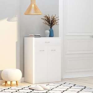 Omara za čevlje bela 60x35x84 cm iverna plošča