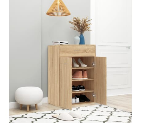 vidaXL Schuhschrank Sonoma-Eiche 60x35x84 cm Holzwerkstoff