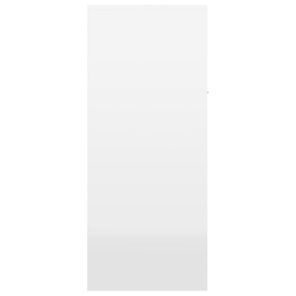 Magasfényű fehér szerelt fa cipősszekrény 60 x 35 x 84 cm 