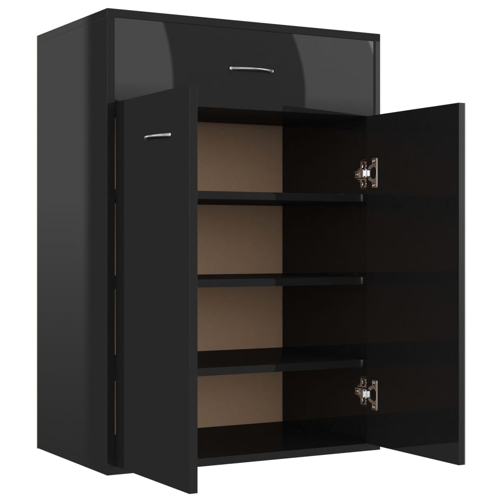 vidaXL Shoe Cabinet High Gloss Black 60x35x84 cm Engineered Wood