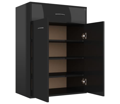 vidaXL Shoe Cabinet High Gloss Black 60x35x84 cm Engineered Wood