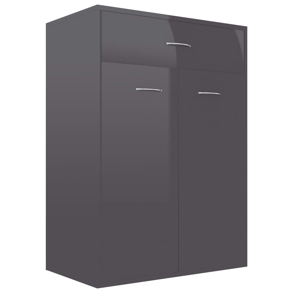 

vidaXL Shoe Cabinet High Gloss Gray 23.6"x13.8"x33.1" Engineered Wood