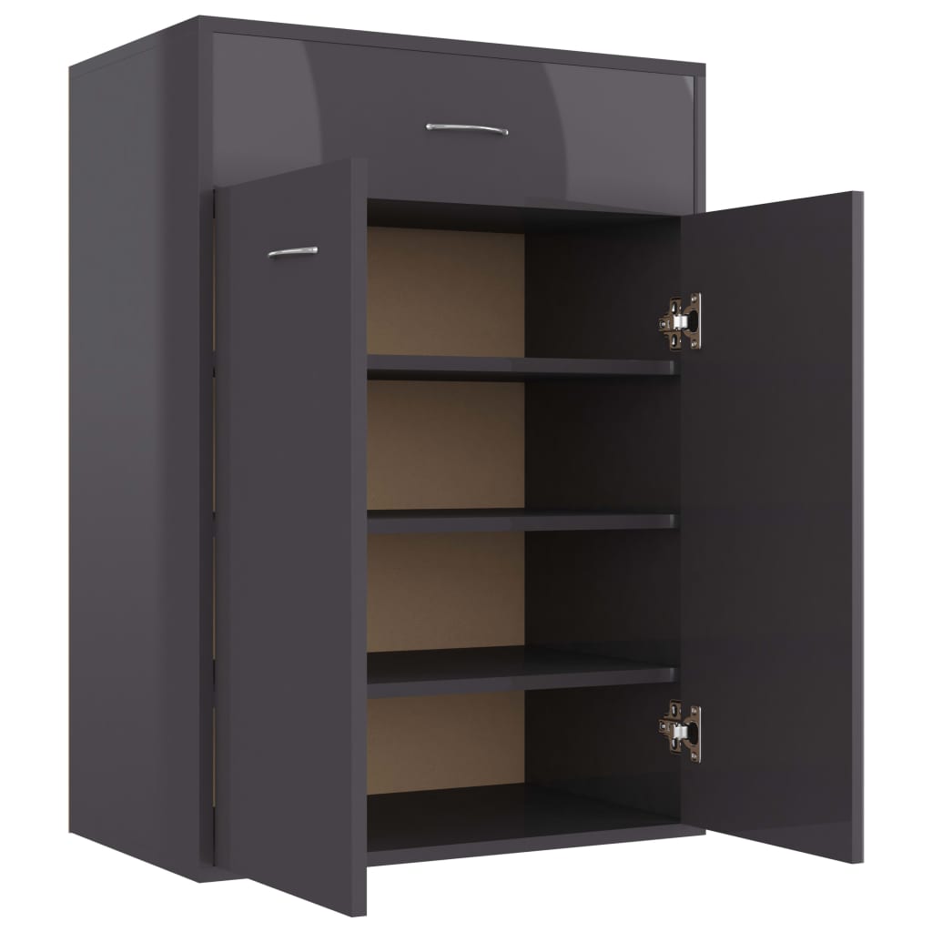 

vidaXL Schoenenkast 60x35x84 cm spaanplaat hoogglans grijs