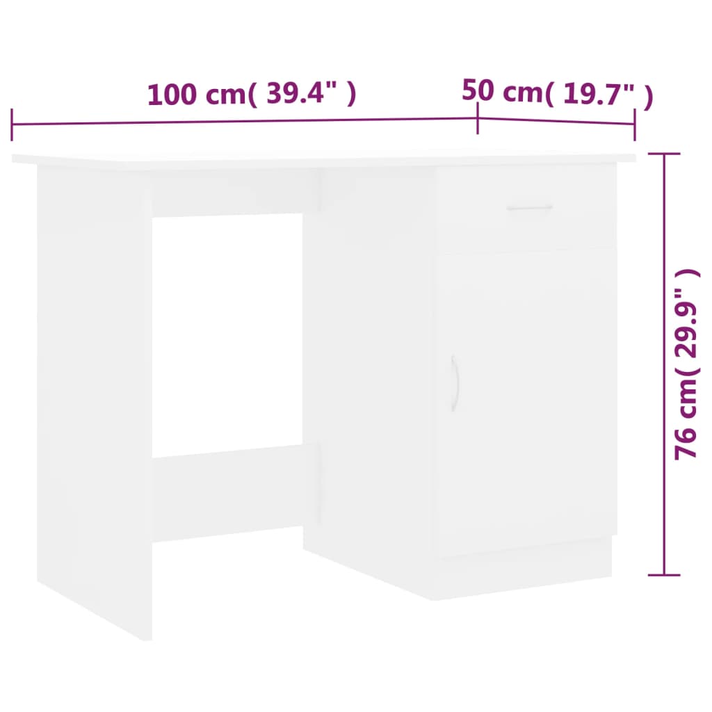 Fehér forgácslap íróasztal 100 x 50 x 76 cm 