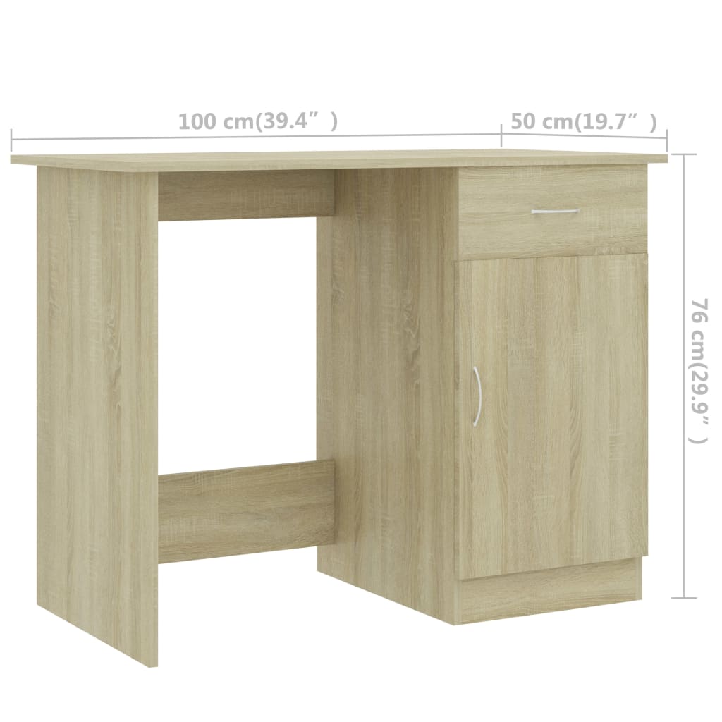 Rašomasis stalas, sonoma ąžuolo spalvos, 100x50x76cm, MDP | Stepinfit