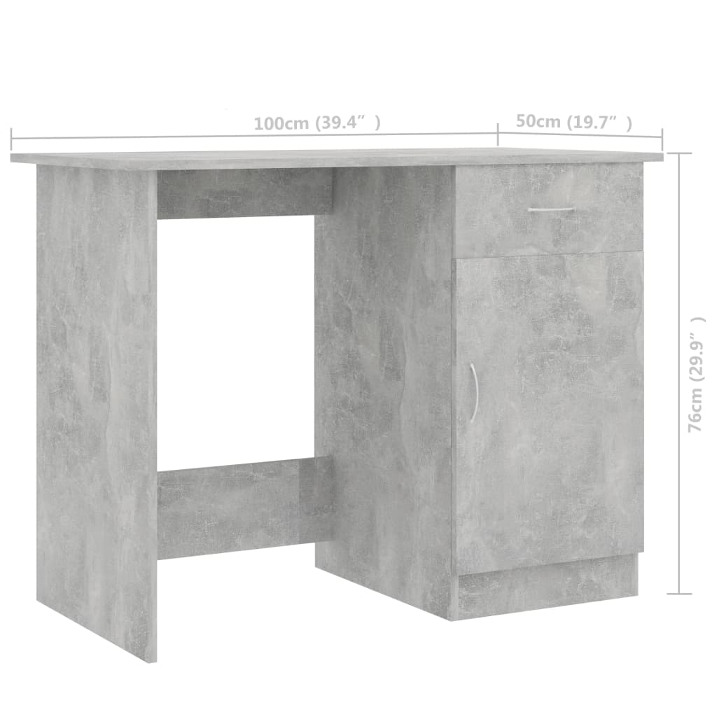 Rašomasis stalas, betono pilkos spalvos, 100x50x76cm, MDP | Stepinfit