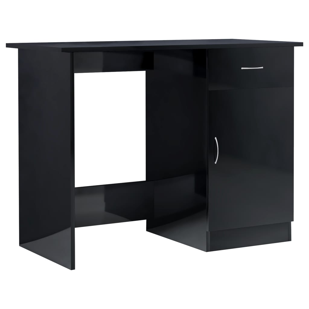 VidaXL Desk High Gloss Black 100x50x76 Cm Engineered Wood