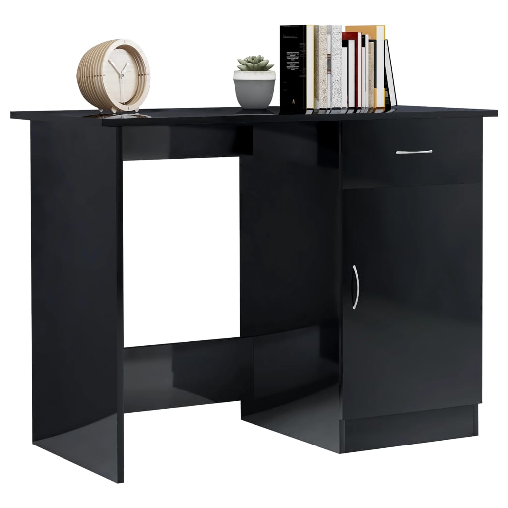 

vidaXL Bureau 100x50x76 cm spaanplaat hoogglans zwart