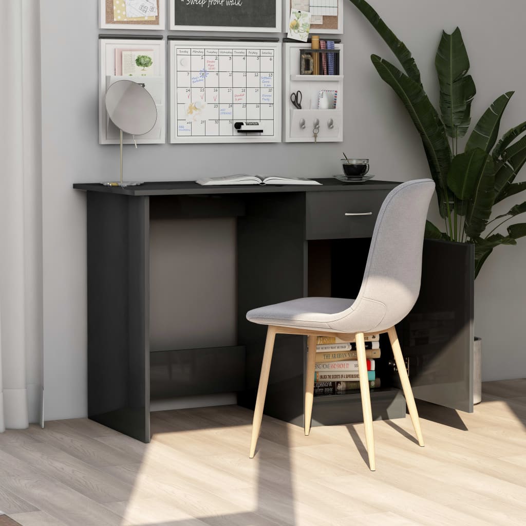 

vidaXL Bureau 100x50x76 cm spaanplaat hoogglans grijs