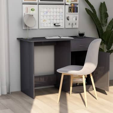 Vidaxl Desk High Gloss Grey 100x50x76 Cm Chipboard Vidaxl Com Au