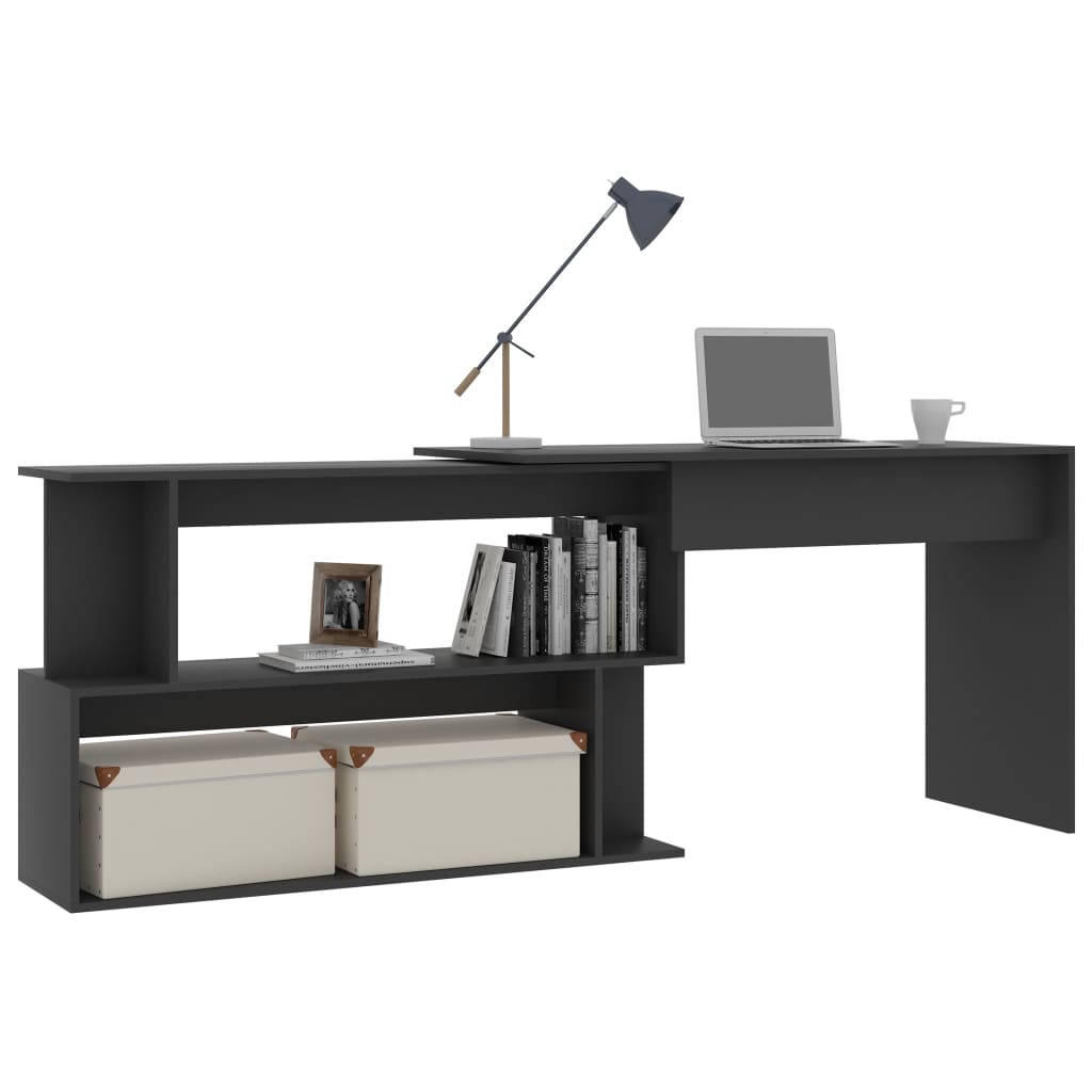 

vidaXL Hoekbureau 200x50x76 cm spaanplaat grijs