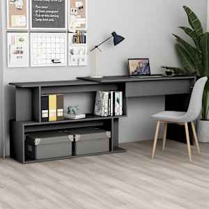 Kotna pisalna miza siva 200x50x76 cm iverna plošča