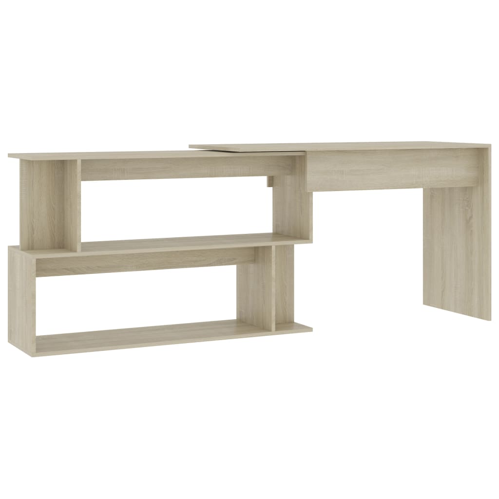 Image of vidaXL Corner Desk Sonoma Oak 200x50x76 cm Engineered Wood