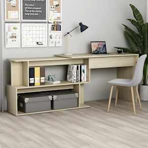 Kotna pisalna miza sonoma hrast 200x50x76 cm iverna plošča