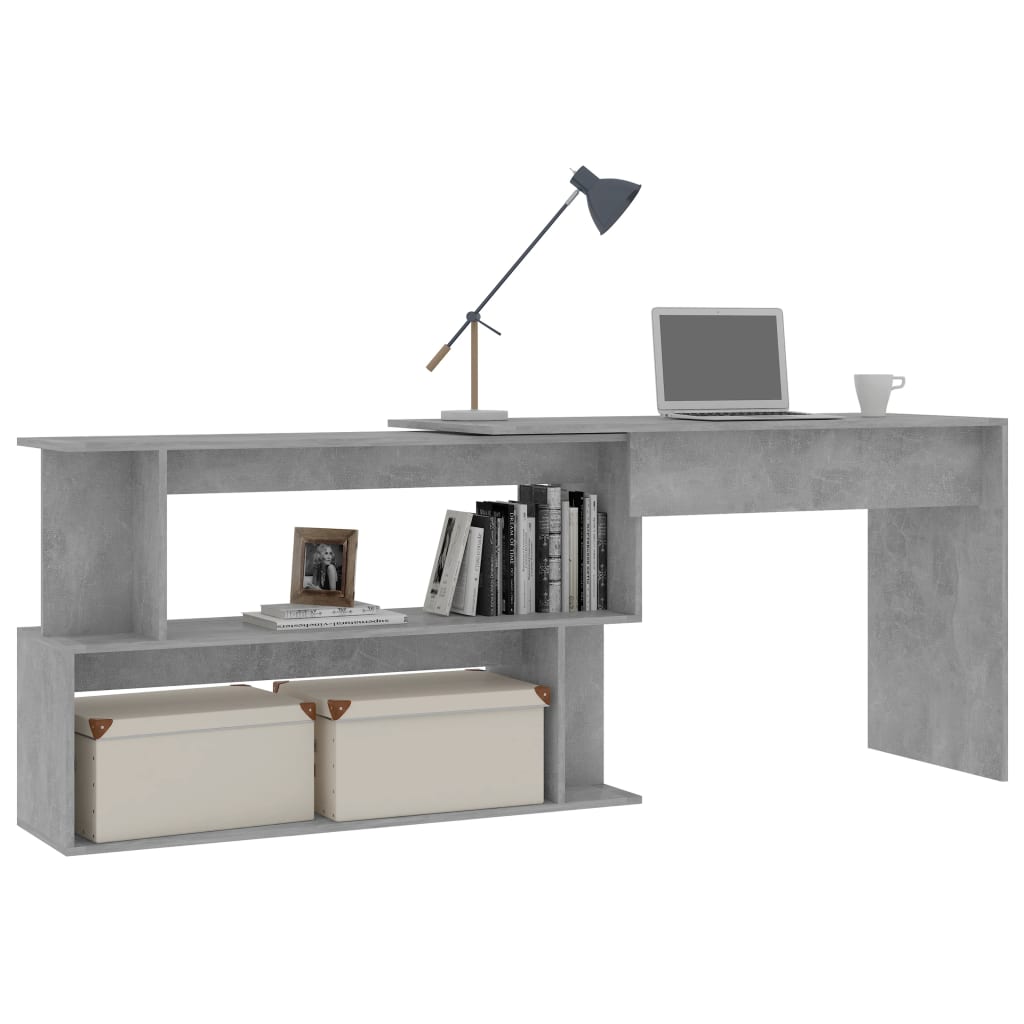 

vidaXL Hoekbureau 200x50x76 cm spaanplaat betongrijs