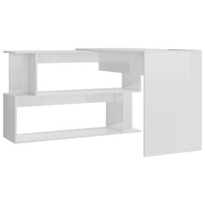 Rohový psací stůl bílý vysoký lesk 200 x 50 x 76 cm dřevotříska - obrázek 5
