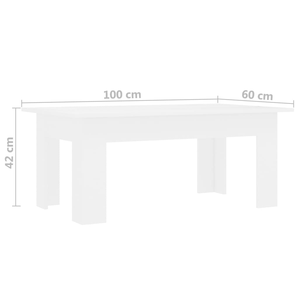 Kavos staliukas, baltos spalvos, 100x60x42cm, MDP | Stepinfit