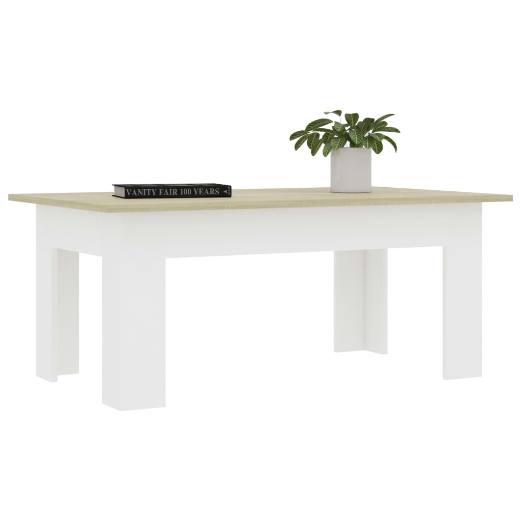 

vidaXL Salontafel 100x60x42 cm spaanplaat wit en sonoma eikenkleurig