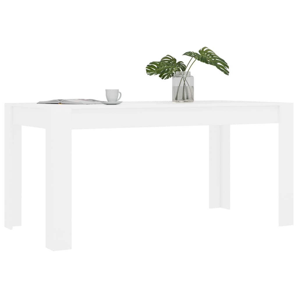 vidaXL Table de salle à manger Blanc 160x80x76 cm Bois d'ingénierie