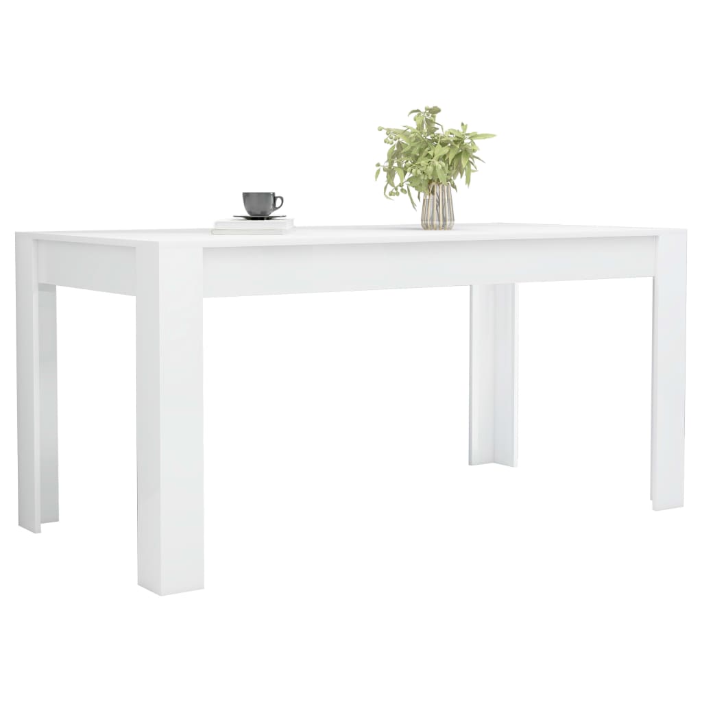 vidaXL Table de salle à manger Blanc brillant 160x80x76 cm Aggloméré