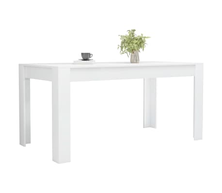 vidaXL Table de salle à manger Blanc brillant 160x80x76 cm Aggloméré