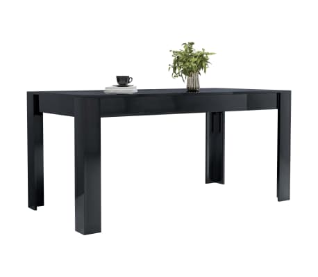 vidaXL Mesa de comedor de aglomerado negro brillante 160x80x76 cm