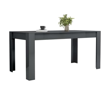 vidaXL Mesa de comedor de aglomerado gris brillante 160x80x76 cm