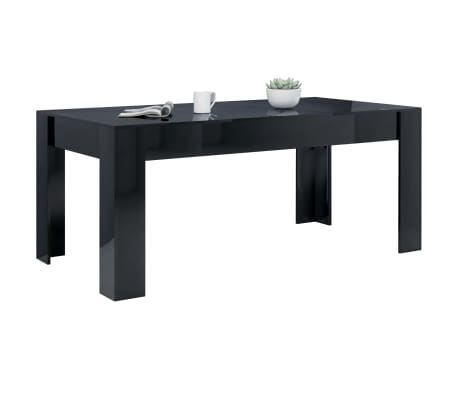 vidaXL Τραπεζαρία Γυαλιστερό Μαύρο 180 x 90 x 76 εκ. από Μοριοσανίδα