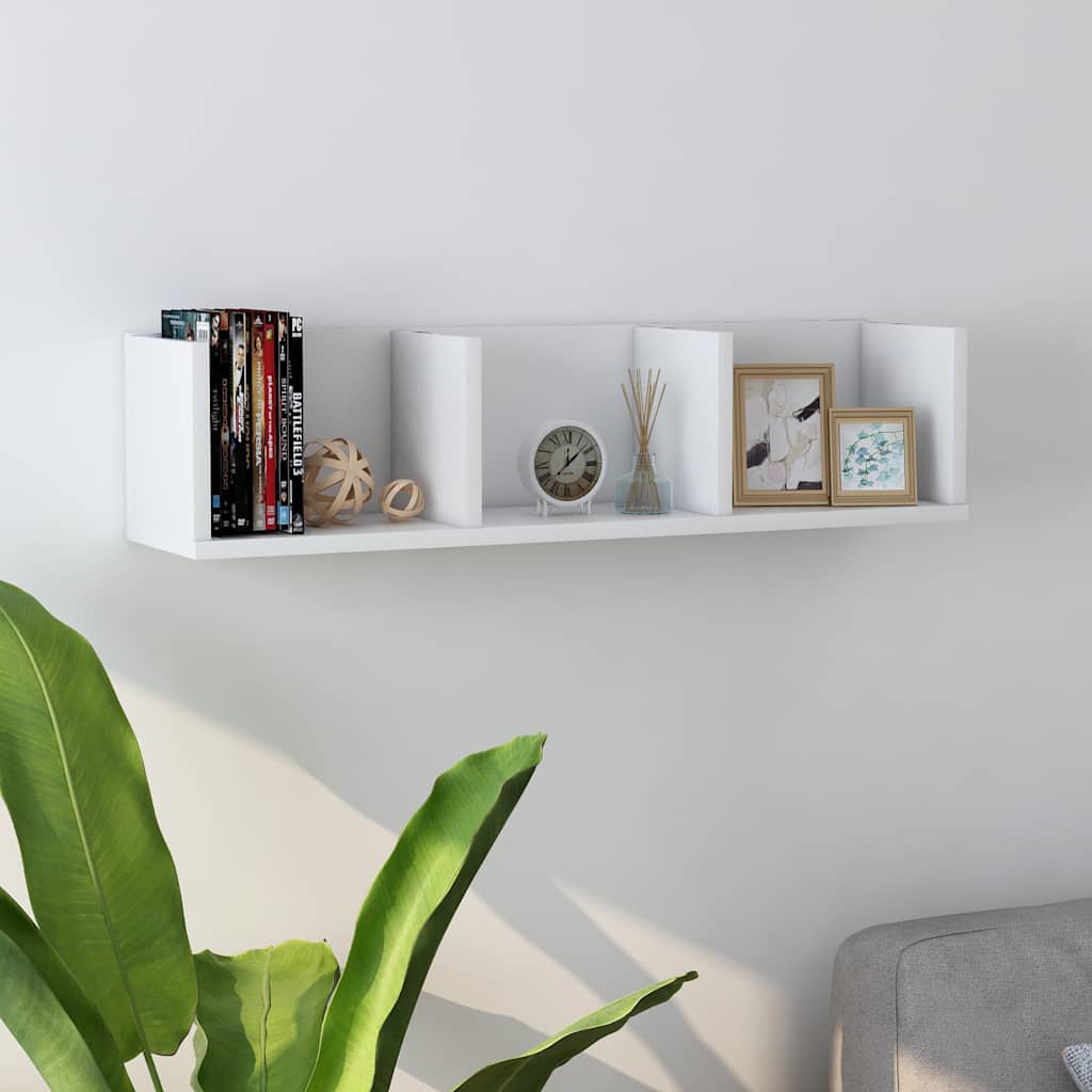 vidaXL P�ka na p�yty CD, bia�a, 75x18x18 cm, materia� drewnopochodny