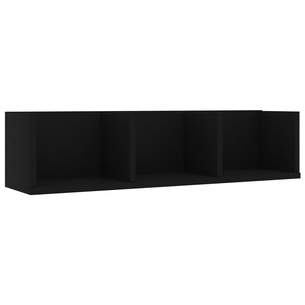 vidaXL Nástěnná police na CD černá 75x18x18 cm kompozitní dřevo