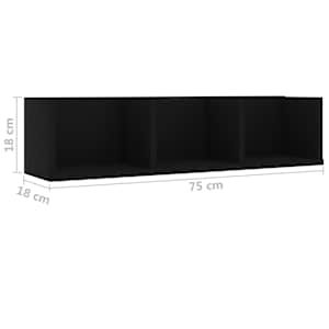 Nástěnná police na CD černá 75x18x18 cm kompozitní dřevo - obrázek 6