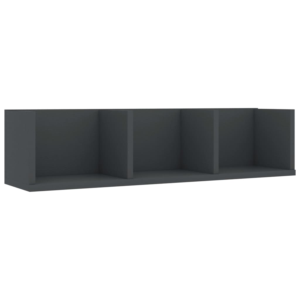 

vidaXL CD Wall Shelf Gray 29.5"x7.1"x7.1" Engineered Wood