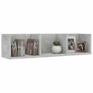 Nástěnná police na CD betonově šedá 75x18x18cm kompozitní dřevo - obrázek 3