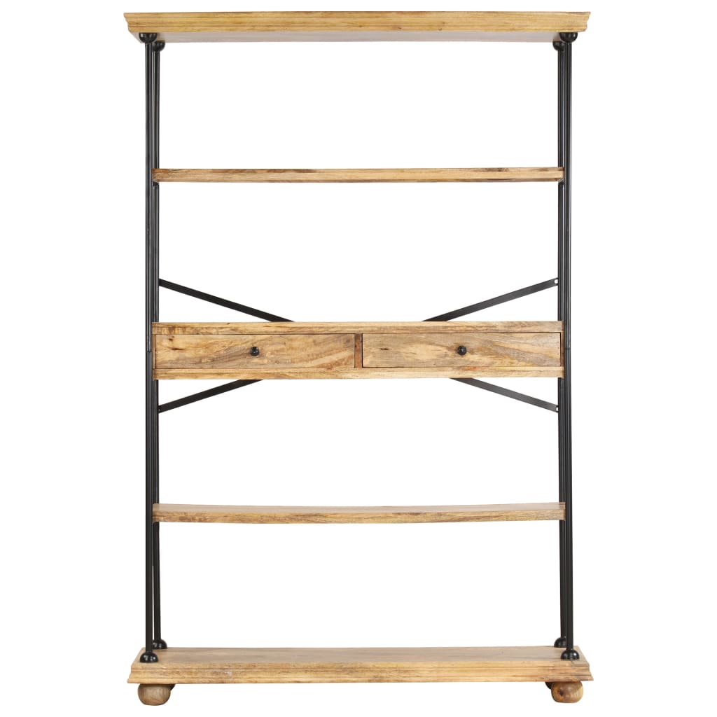 

vidaXL Boekenkast 4 schappen 120x35x180 cm massief mangohout en staal