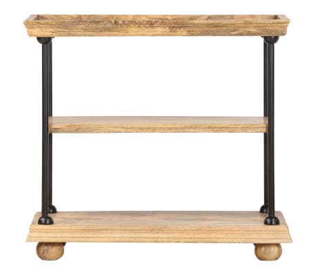 vidaXL Knygų lentyna, 2 auk&scaron;tų, 80x35x75cm, mango masyvas ir plienas