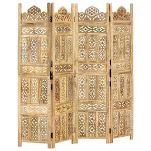 Ročno izrezljan paravan 4-delni 160x165 cm trden mangov les