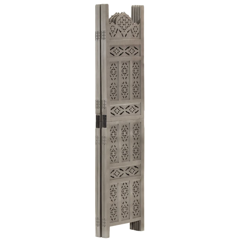 

vidaXL Kamerscherm 4 panelen handgesneden 160x165 cm mangohout grijs