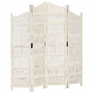 vidaXL 4 paneeliga sirm, valge, 160 x 165 cm, toekas mangopuit