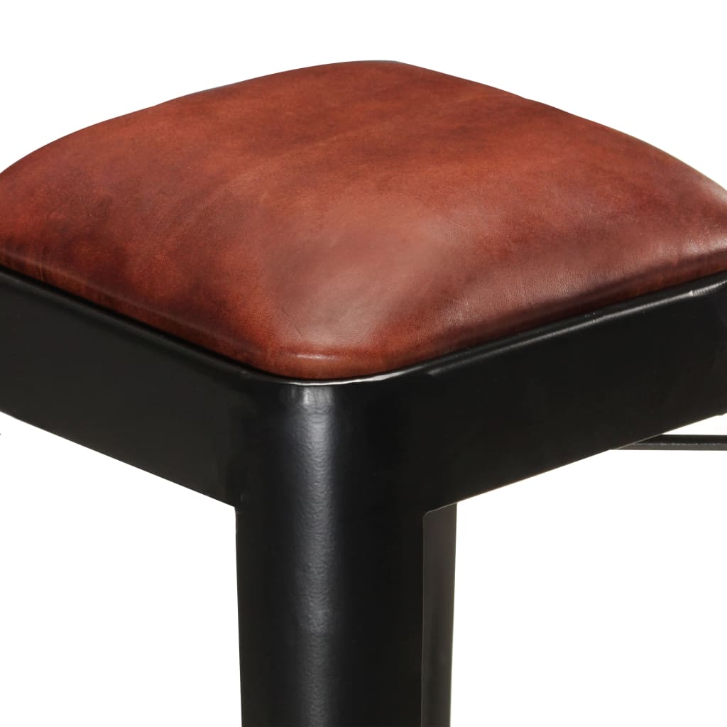  Barové stoličky 2 ks, čierne, pravá koža