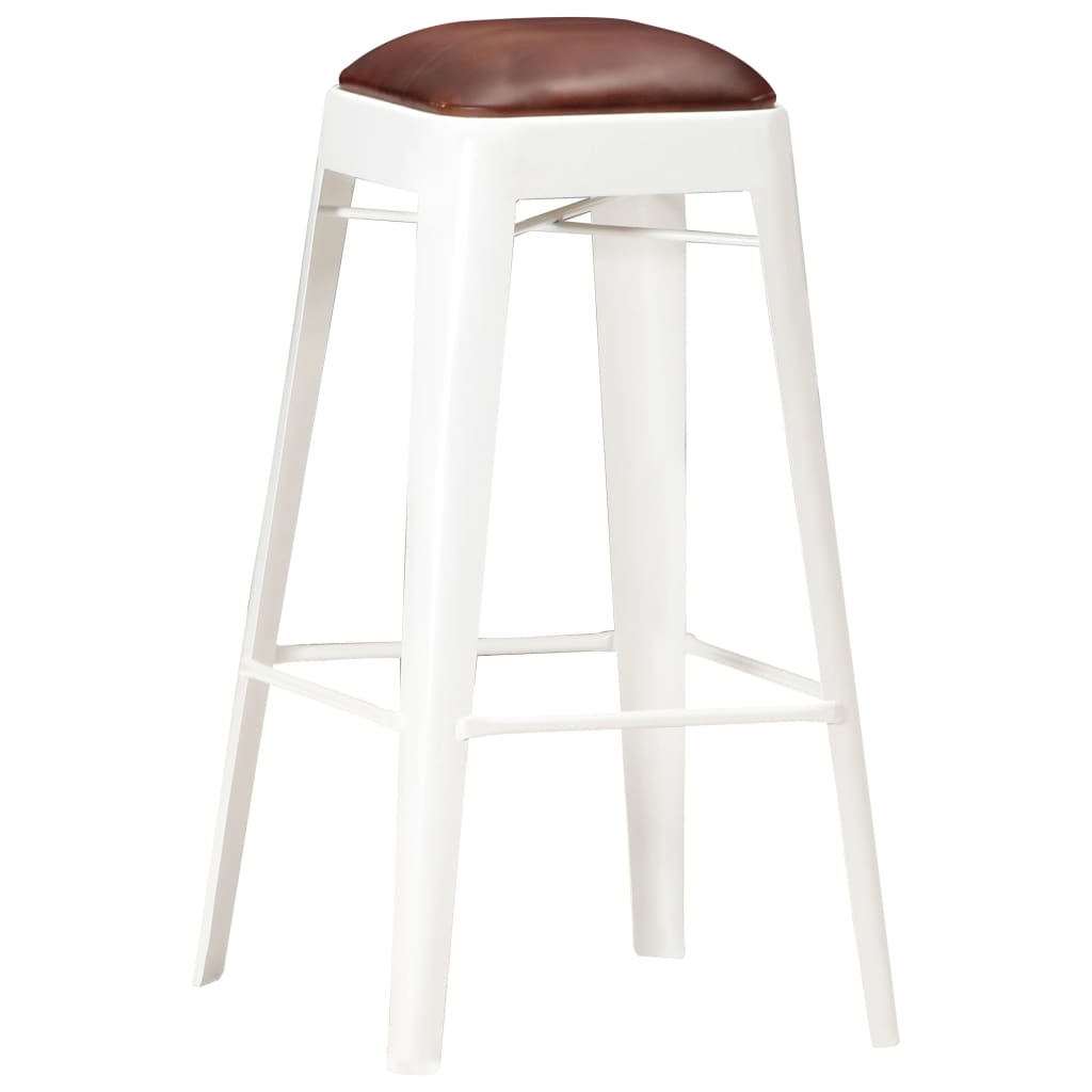 vidaXL Tabourets de bar lot de 4 blanc cuir véritable