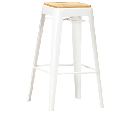 vidaXL Bar Stools 4 pcs White Solid Mango Wood